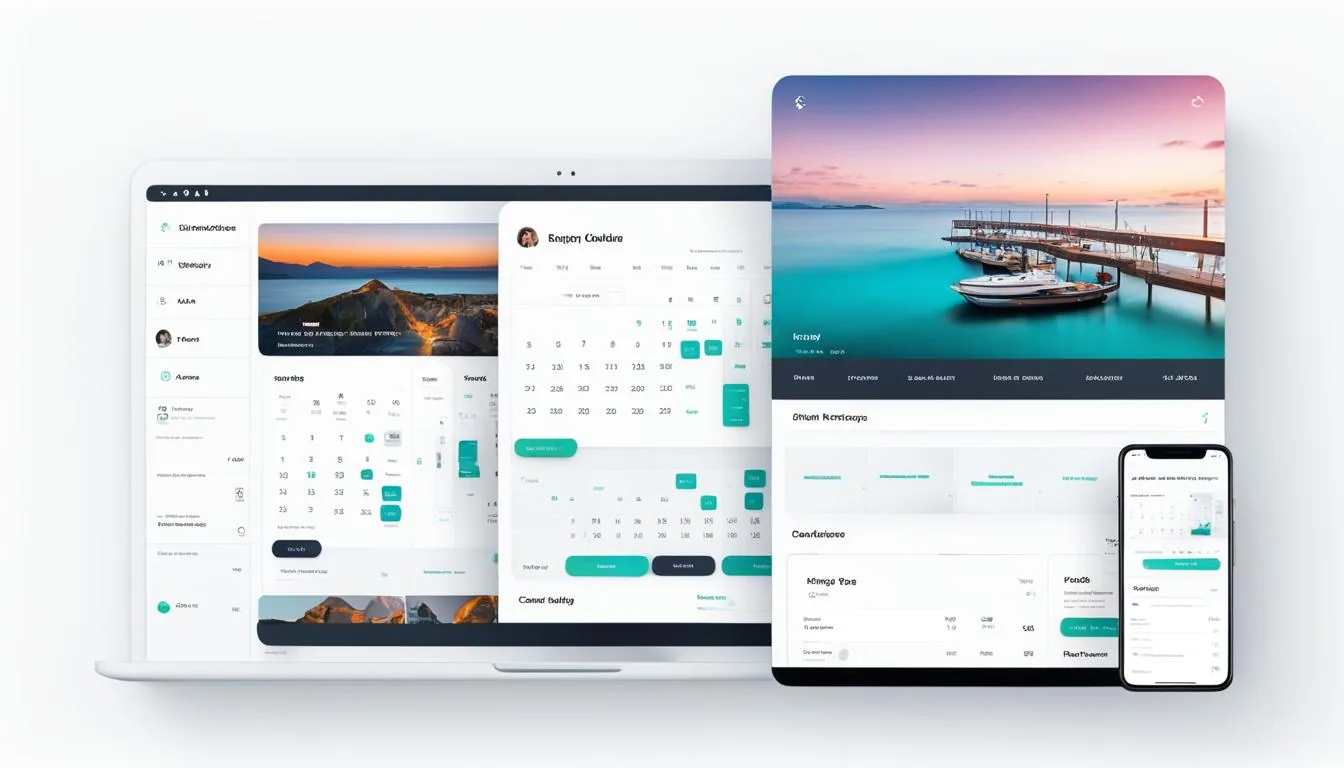 Online booking system shown across desktop and mobile