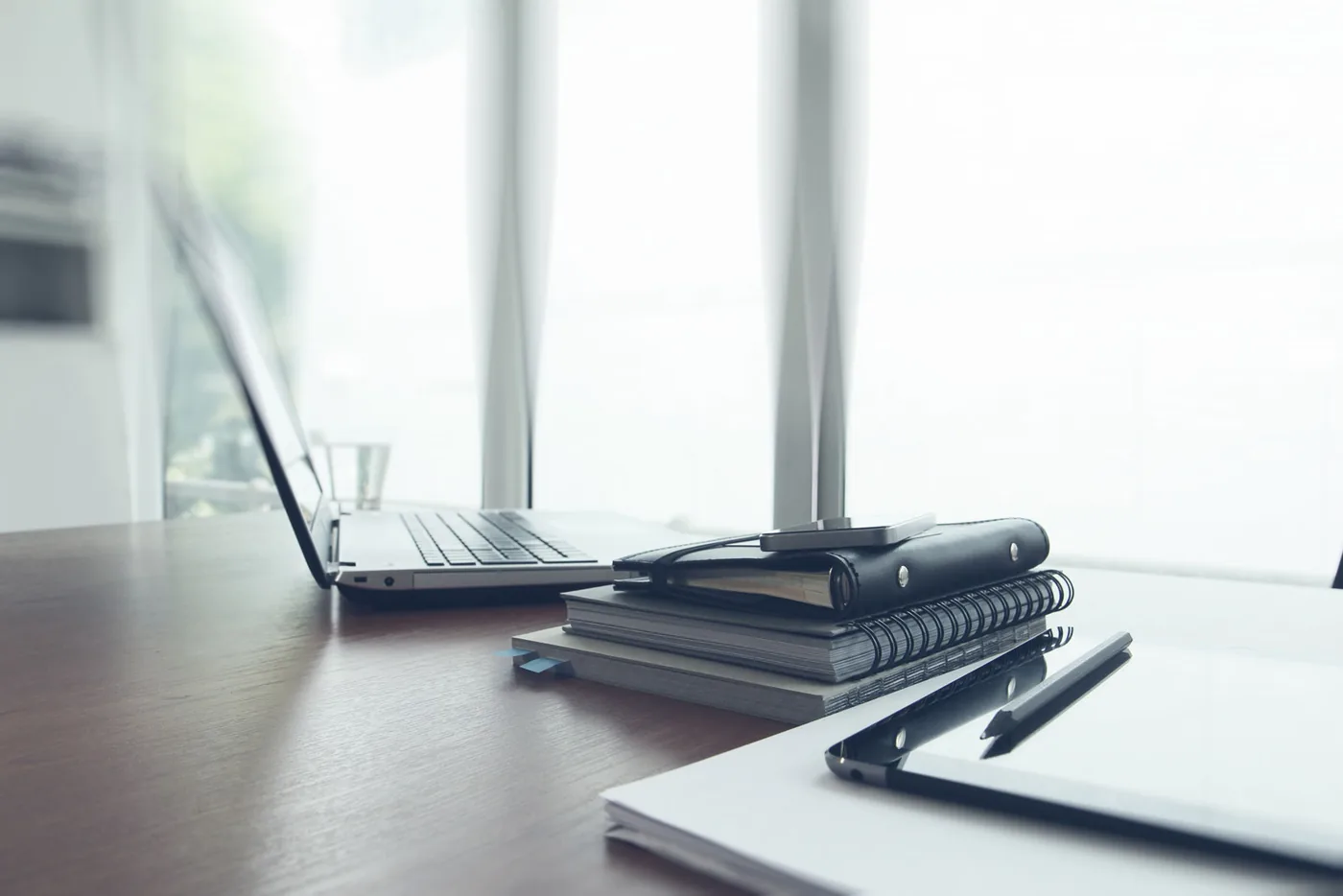 Laptop on a desk during a website build