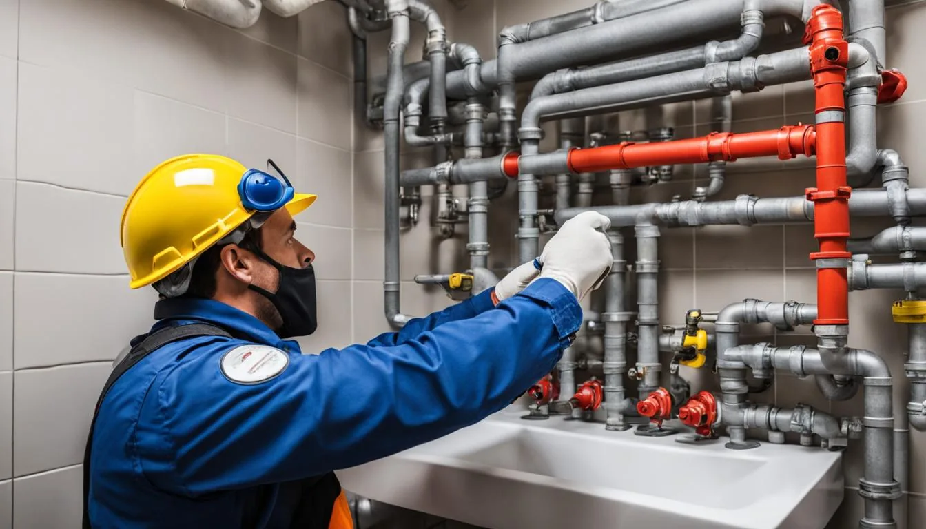 Plumber working on pipework