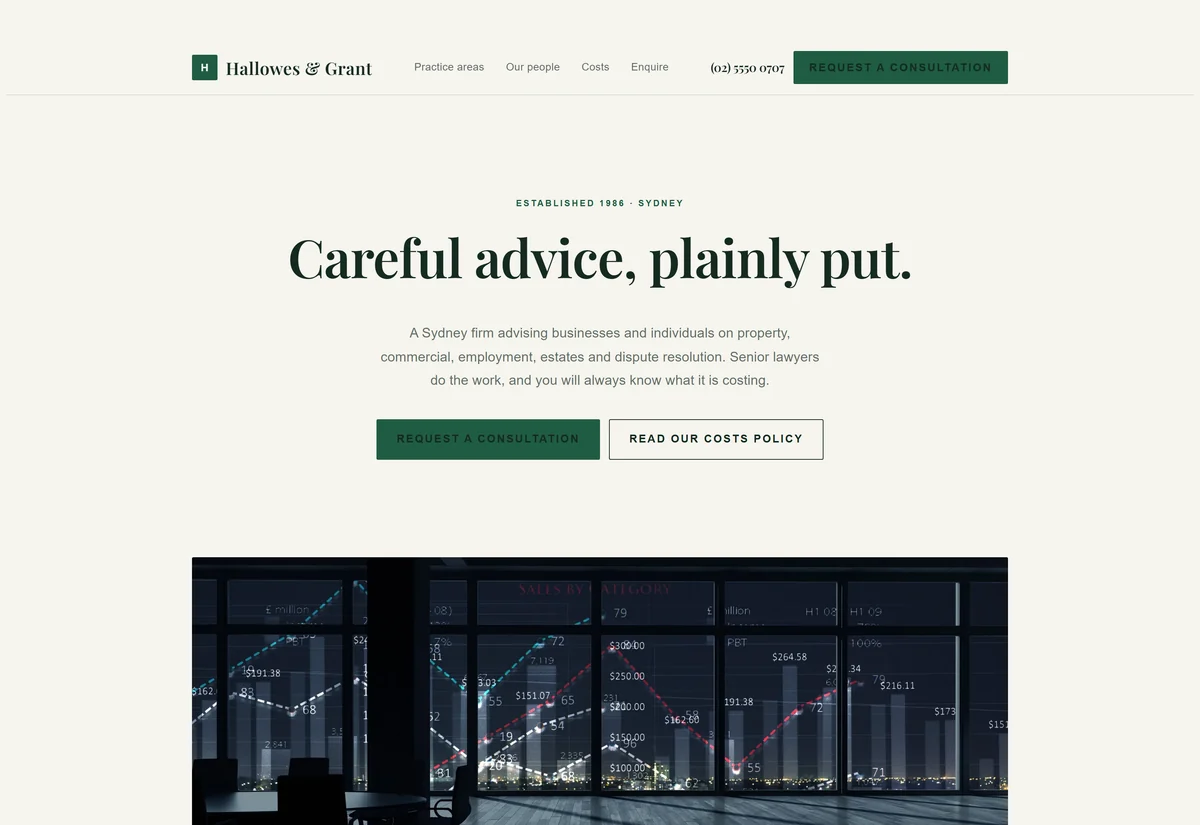 Screenshot of the legal website design